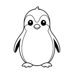 Cute vector illustration Penguin drawing for toddlers coloring activity