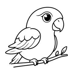 Cute vector illustration parrot for kids colouring worksheet