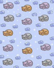 Cute and funny cats doodle vector set. Cartoon cat or kitten characters design collection with flat color in different poses. Set of purebred pet animals isolated on white background.