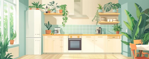 Vegan cuisine flat design front view garden theme animation Triadic Color Scheme