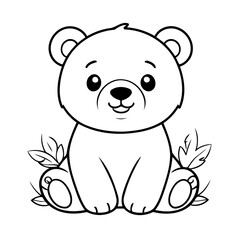 Fototapeta premium Cute vector illustration bear drawing for toddlers colouring page