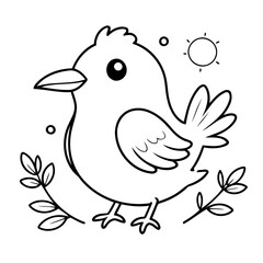Cute vector illustration Bird drawing for colouring page