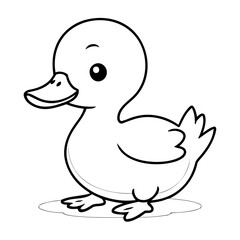 Simple vector illustration of duck drawing for kids page