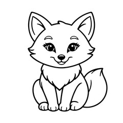 Vector illustration of a cute Fox drawing for kids page