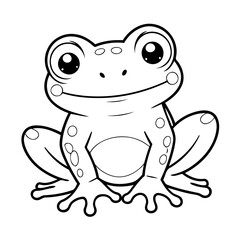 Cute vector illustration Frog drawing for kids page