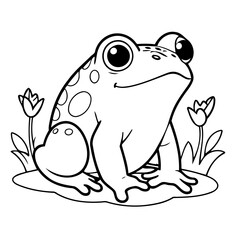 Simple vector illustration of frog drawing for children page