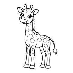 Cute vector illustration giraffe doodle for toddlers colouring page