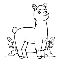 Cute vector illustration llama for toddlers colouring page