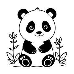 Cute vector illustration panda drawing for colouring page © meastudios