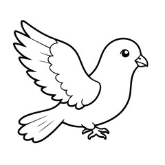 Cute vector illustration Pigeon doodle black and white for kids page