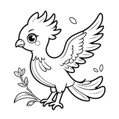 Simple vector illustration of phoenix doodle for toddlers worksheet