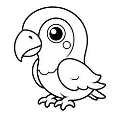 Cute vector illustration parrot colouring page for kids