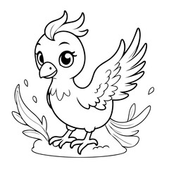 Cute vector illustration Phoenix doodle colouring activity for kids