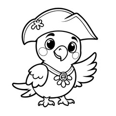 Vector illustration of a cute pirate drawing for kids page