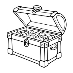 Vector illustration of a cute treasure drawing for kids colouring page