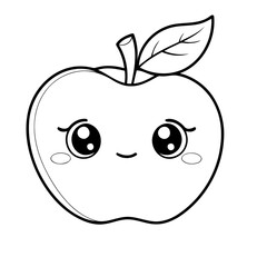 Cute vector illustration apple drawing for colouring page