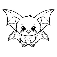 Cute vector illustration bat hand drawn for kids page