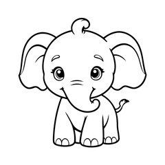 Cute vector illustration elephant drawing for kids page