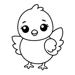 Vector illustration of a cute chick doodle for kids coloring worksheet