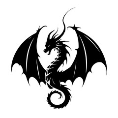 Simple vector illustration of Dragon drawing for toddlers book