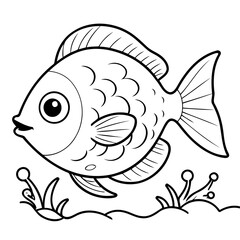 Cute vector illustration fish doodle for toddlers worksheet