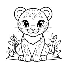 Simple vector illustration of leopard for toddlers colouring page