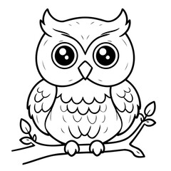 Vector illustration of a cute owl drawing for kids page