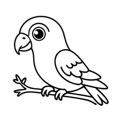 Vector illustration of a cute parrot doodle drawing for kids page