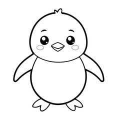 Vector illustration of a cute Penguin doodle for toddlers coloring activity