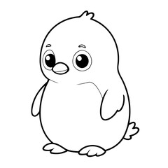 Cute vector illustration penguin doodle for kids colouring page