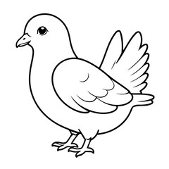 Vector illustration of a cute pigeon doodle for toddlers colouring page