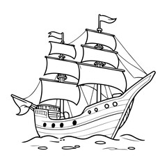 Simple vector illustration of pirate outline for colouring page