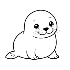 Cute vector illustration seal colouring page for kids