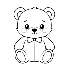Fototapeta premium Vector illustration of a cute teddy doodle for kids coloring worksheet