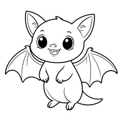 Cute vector illustration bat doodle for kids colouring page