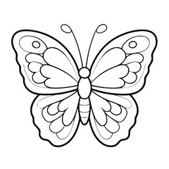 Vector illustration of a cute butterfly drawing for toddlers colouring page