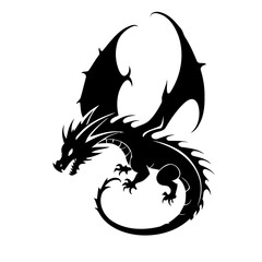 Simple vector illustration of Dragon drawing for kids colouring activity