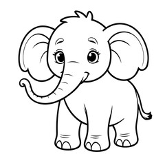 Vector illustration of a cute Mammoth doodle colouring activity for kids