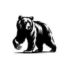 Bear Silhouette- Roaming Untamed Landscapes, Captured in Striking Vector Artistry- Bear Vector- Bear Illustration.