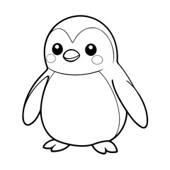 Vector illustration of a cute penguin doodle for toddlers coloring activity