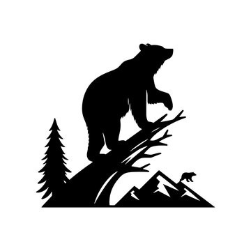recommend clip art: Bear Silhouette- Roaming Untamed Landscapes, Captured in Striking Vector Artistry- Bear Vector- Bear Illustration.