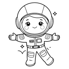 Cute vector illustration spacesuit for toddlers colouring page