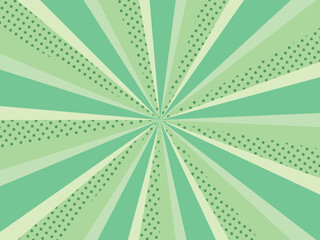 Vector illustration of Sunburst background with dot pattern (green)