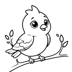 Vector illustration of a cute Bird doodle for toddlers worksheet