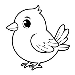 Vector illustration of a cute Bird drawing for colouring page