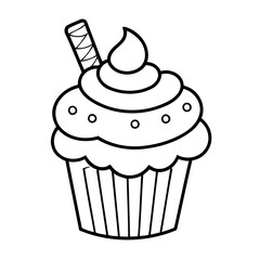 Cute vector illustration cupcake drawing for kids colouring page