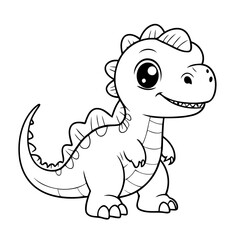 Simple vector illustration of dinosaur hand drawn for kids coloring page