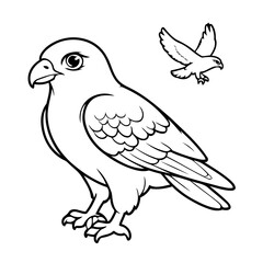 Fototapeta premium Cute vector illustration falcon for kids coloring activity page