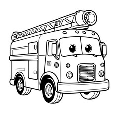 Vector illustration of a cute fire doodle for toddlers colouring page