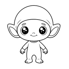 Cute vector illustration friendly drawing for kids colouring activity